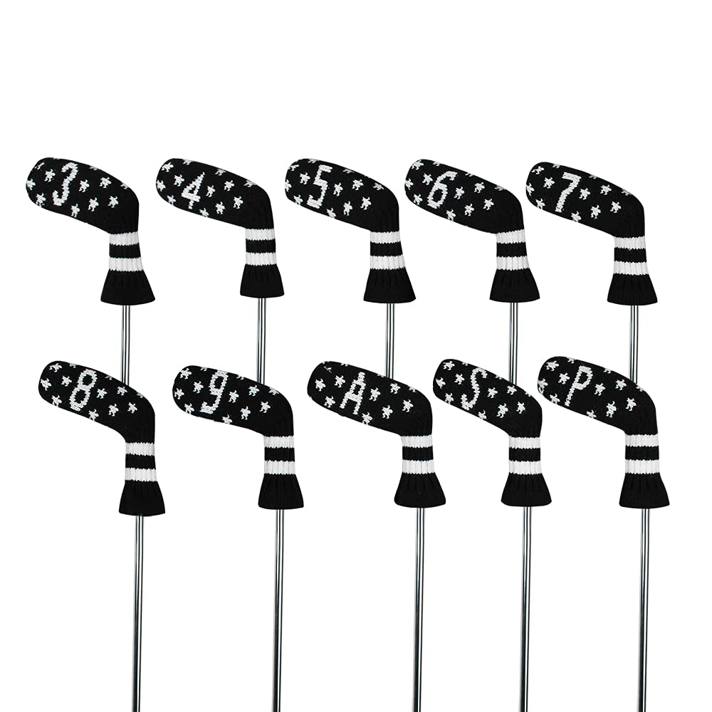 Scott Edward Golf Iron Headcovers, Set of 10, Cute, Sock-Shaped, Washable, Durable Golf Club Head Protectors (Stars)