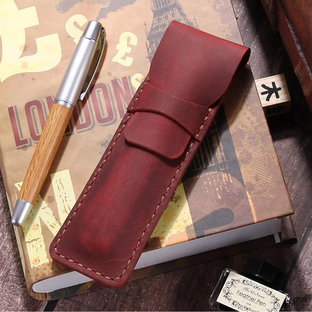 Holder Pen Protective Bag Flip Cover Pen Storage Pouch Pencil Case Leather Pen Bag  College