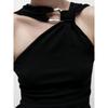 Za2025 Spring New Women's Clothing Special-Interest Design Halter Gold Inlay Sleeveless Cold-Shoulder Slim Fit Slimming Top