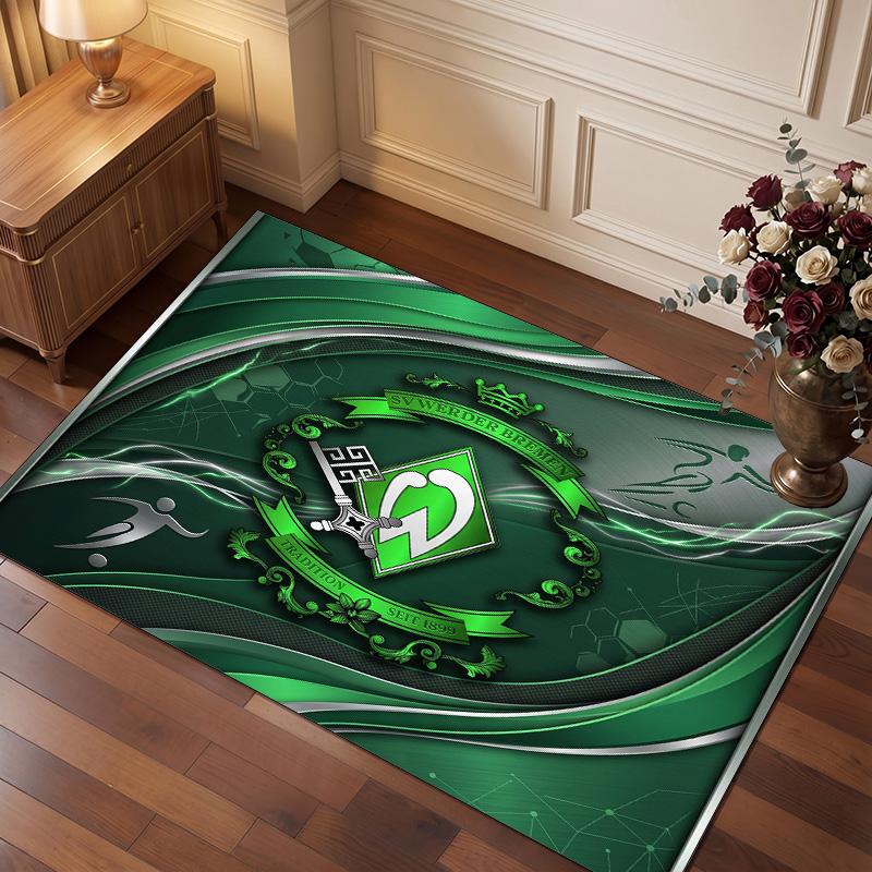 Werder Bremen Football Print Crystal Velvet Rug, Comfortable Water Absorbent Non Slip Indoor Floor Carpet