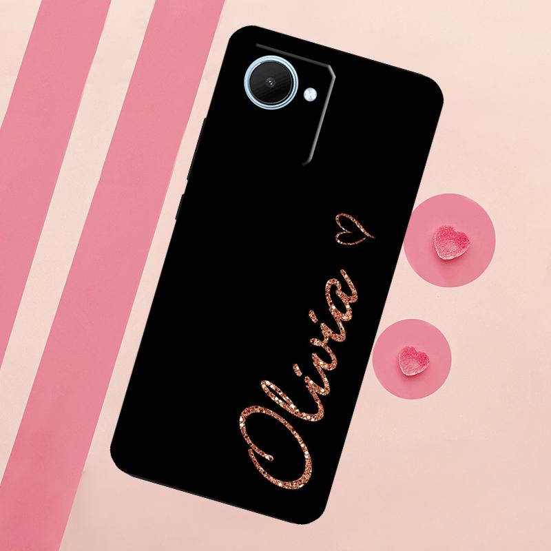 Bling Personalised Name Plating Case For Realme 11 Pro Plus 10 9 GT Neo 5 3 3T C11 C15 C25s C21Y C30 C31 C33 C35 C53 C55