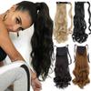 Long Wavy Wrap Around Clip In Ponytail Hair Extension Heat Resistant Synthetic Natural Wave Ponytail Pure Color