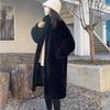 Женское пальто из искусственного меха Однотонное длинное меховое пальто Пушистое Роскошное Свободное Повседневное Меховое пальто с воротником-стойкой Верхняя одежда Зима