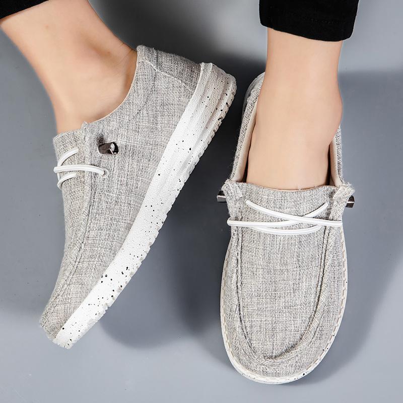 Lucyever Мужские парусиновые балетки с коротким носком Женские удобные мокасины на платформе больших размеров Женские повседневные кроссовки без застежек Женские 45