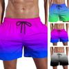 Men Summer Quick-Dry Beach Shorts Elastic Drawstring Waist Fitness Shorts Gradient Color Wide Leg Shorts with Pockets Streetwear