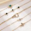 Retro Green European & American Bracelet Set: Square Diamond, Butterfly & Love Designs (5 Pieces)