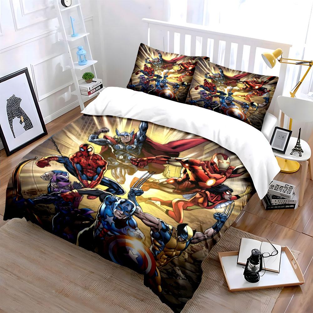 Superheroes in action poses. Bedding sets Duvet cover sets Duvet covers Pillowcases(1 * Duvet Cover 2 * Pillowcases without duvet insert)