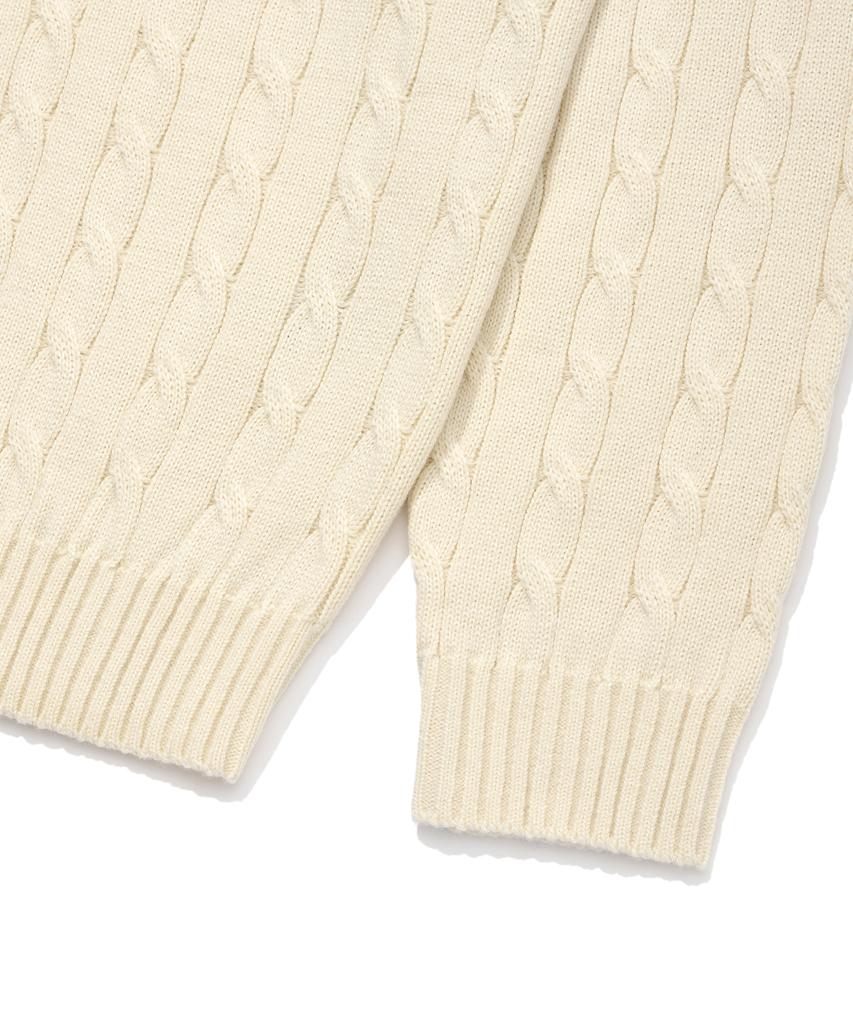 WACKY WILLY Basic Cable Knit Pullover Cream