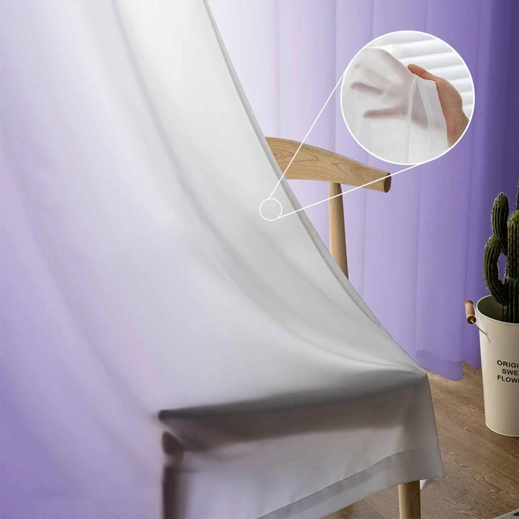 Фиолетовые и белые градиентные прозрачные шторы для украшения гостиной, оконные шторы для кухни, тюль, вуаль, органза, шторы