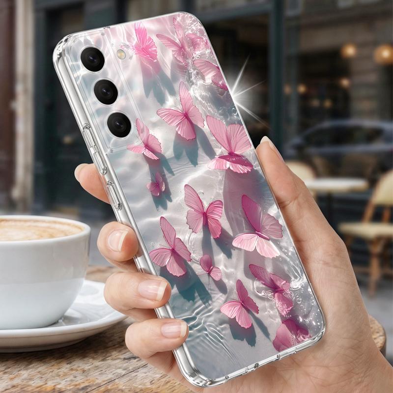 Чехол с принтом бабочки для Samsung A57 S26 Ultra A37 A17 A56 A36 A26 A16 A55 A35 A25 A15 A54 5G S21 FE S22 S23 S24 S25 Plus Прозрачный мягкий чехол из ТПУ