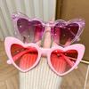Vintage Retro Heart-Shaped Transparent Pink Shiny Sunglasses For Girls Beach Party Birthday Photo Fashion Eyewear