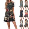 Women's Casual Fashion Round Neck Short Sleeve Floral Print Short Dress With Pockets