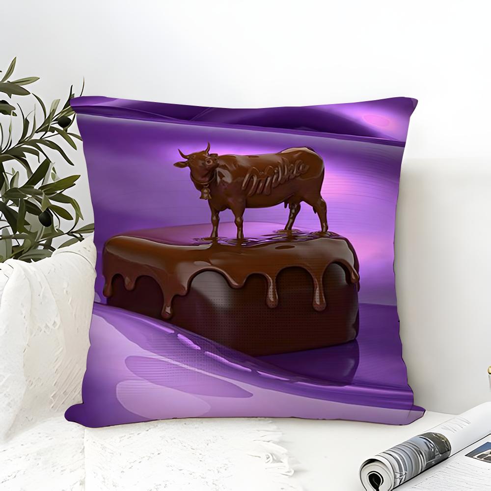 Забавная фиолетовая наволочка Milka из хлопково-льняной ткани, квадратная, на молнии, для дома, декора гостиной