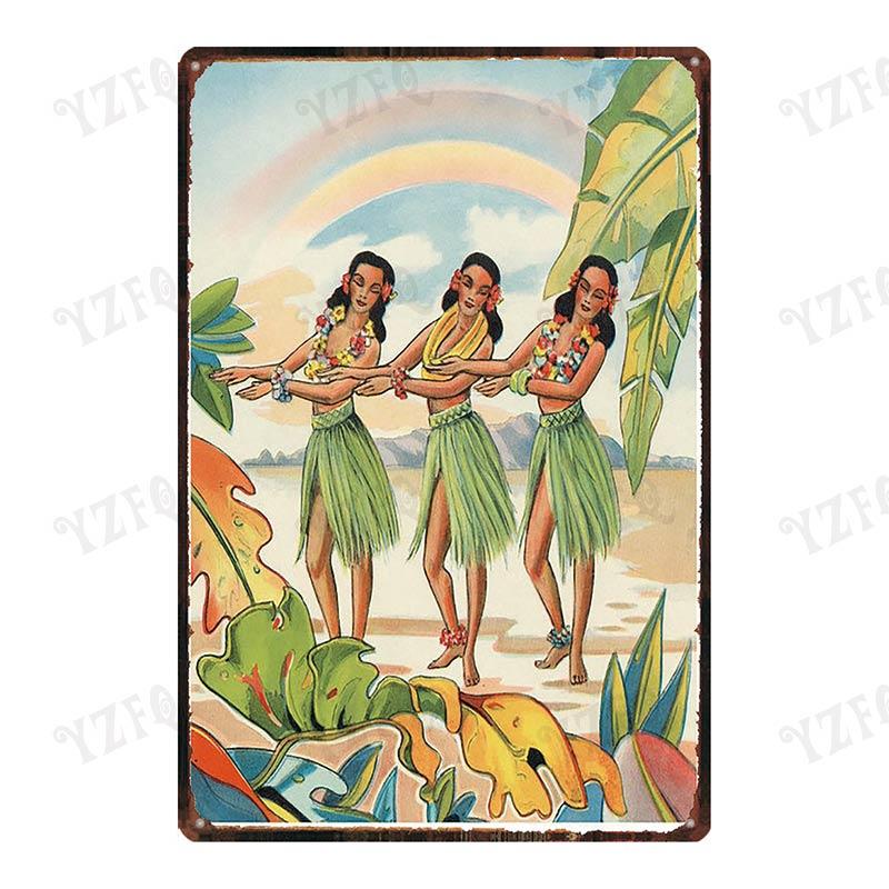 Aloha  Vintage Tin Sign Metal Plates For Wall Art Retro Home Living Room Decor Poster 30X20CM DU-4007A