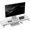 Monitor Stand with 2 Wooden Storage Compartments, 100x27x15 Cm, White