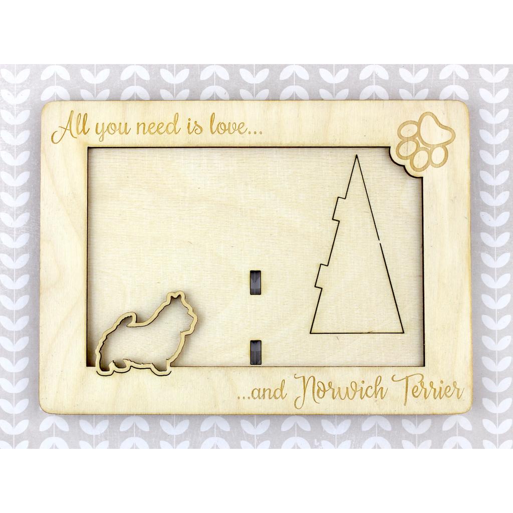 Norwich Terrier – Photo frame, engraved wooden frame | Art-Dog