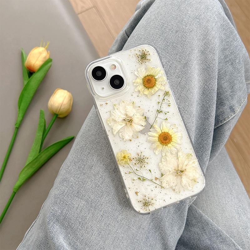 Летний Маленький Свежий Чехол Для Мобильного Телефона Подходит Для Iphone17Promax Цветок Ромашки Apple 16 Моделей