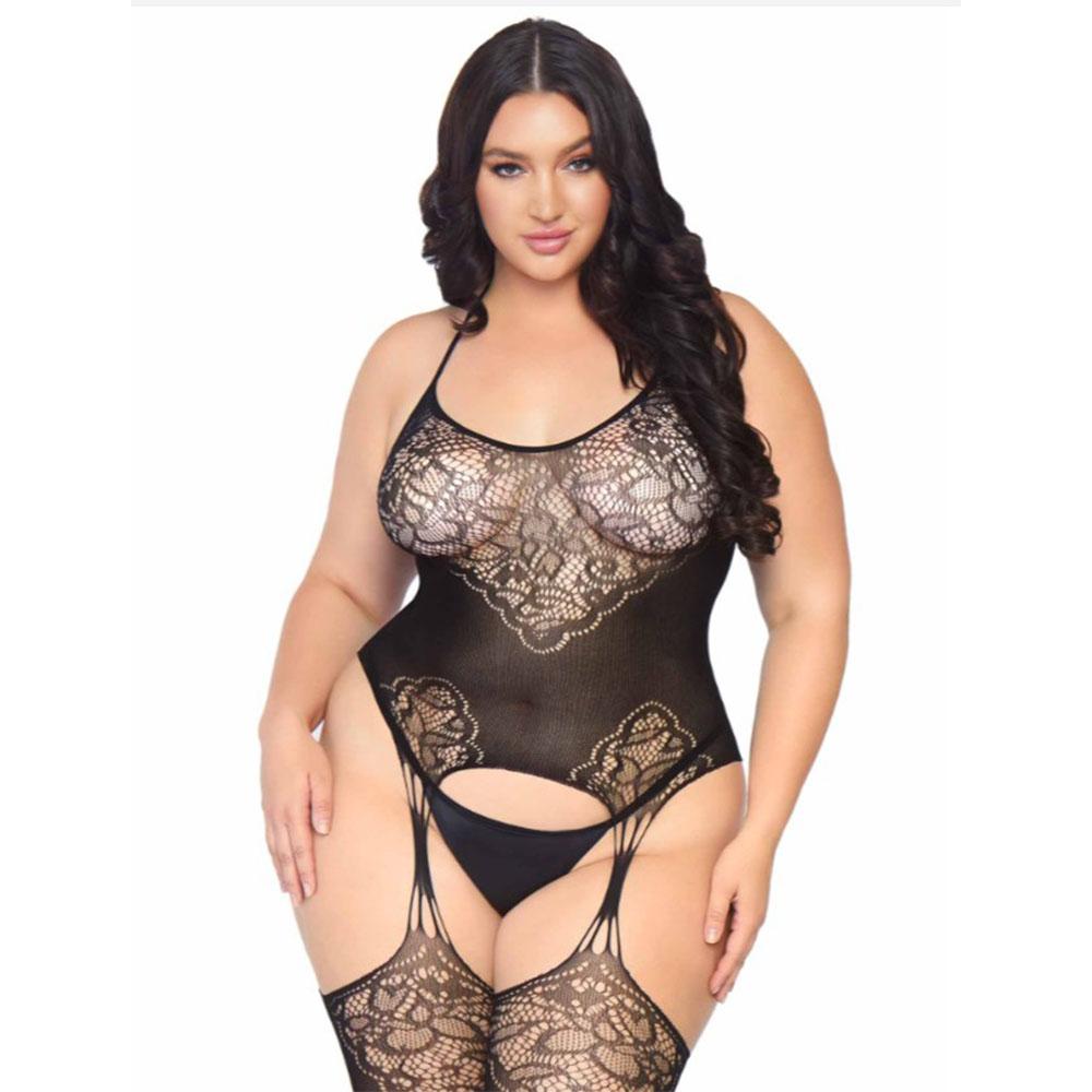Plus Sleepwear Women Sexy Lingerie Porno Babydoll BODYSUIT Mesh Body Stocking Catsuit Wedding Night Teddies Trajes Buttock Wrap