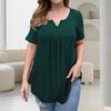 Women's Plus Size Tunic Top Summer Short Sleeve V-Neck Button Up Shirt Casual Loose Fit Flowy Blouse for Beach Office Party Daily Wear
