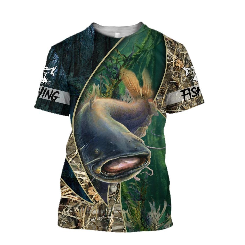 Men's Summer T-shirt Brook Trout Fishing 3D Printed Harajuku Casual Short Sleeve T-shirt Unisex Neutral Outdoor Quick Drying Top