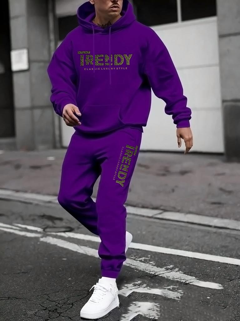 New sweater sweatpants set letter printing casual jacket autumn and winter velvet street tide youth hooded suit