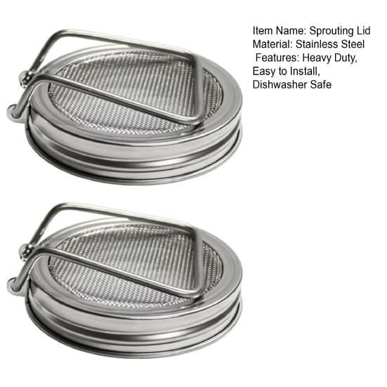 1/2 шт. 86 мм крышка для проращивания из нержавеющей стали для банки, крышка для выращивания ростков фасоли, сетчатая крышка-сито для банки с широким горлышком