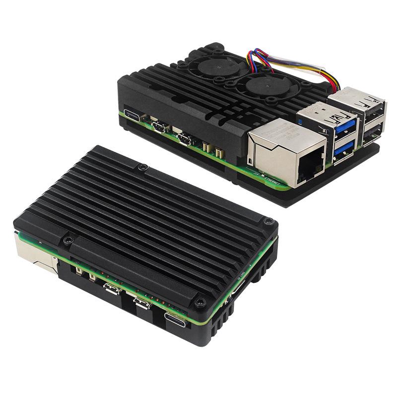 Бронированный корпус из алюминиевого сплава для Raspberry Pi 5 с PWM-вентилятором, инструментами и термопастой