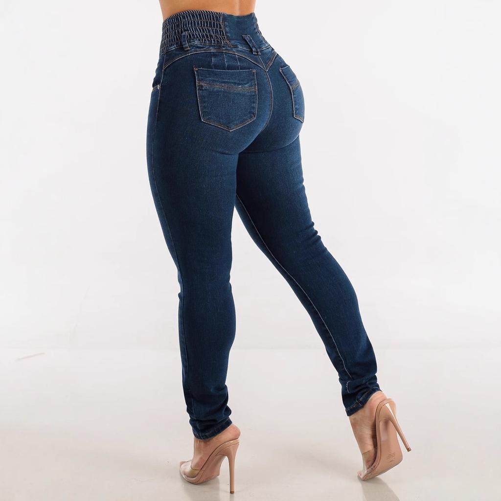 Women's Sexy Hip Lifting High Waisted Small Feet Skinny Stretch Long Jeans