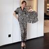 Ice Silk Couple Pajamas: Summer Silk Three-Piece Set with Short Sleeve, Shorts, and Long Pants In Elegant Horse Pattern for Homewear.
