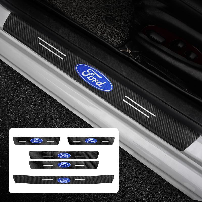BBAE3 Carbon Fiber Car Door Sill Threshold Anti Scratch Protector Sticker For Ford Fiesta Focus 2 3 MK2 MK3 Ranger Mondeo Fusion Kuga