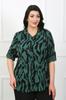 Women's Style Plus Size Shirt Khaki Patterned Cotton Viscose Big Size Shirt