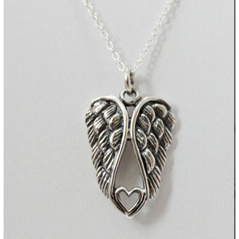 Love Angel Wings Antique Silver Necklace Pendant Is Popular