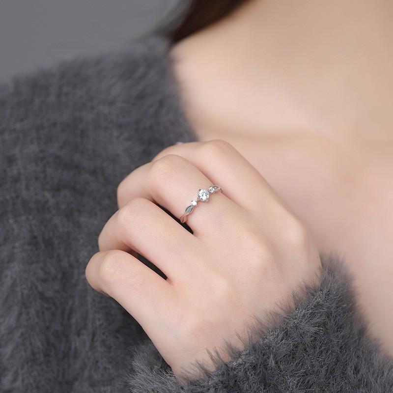 Adjustable Ring With White Gold Plated Zircon Stone Minimalist Geometric Design Women 2025