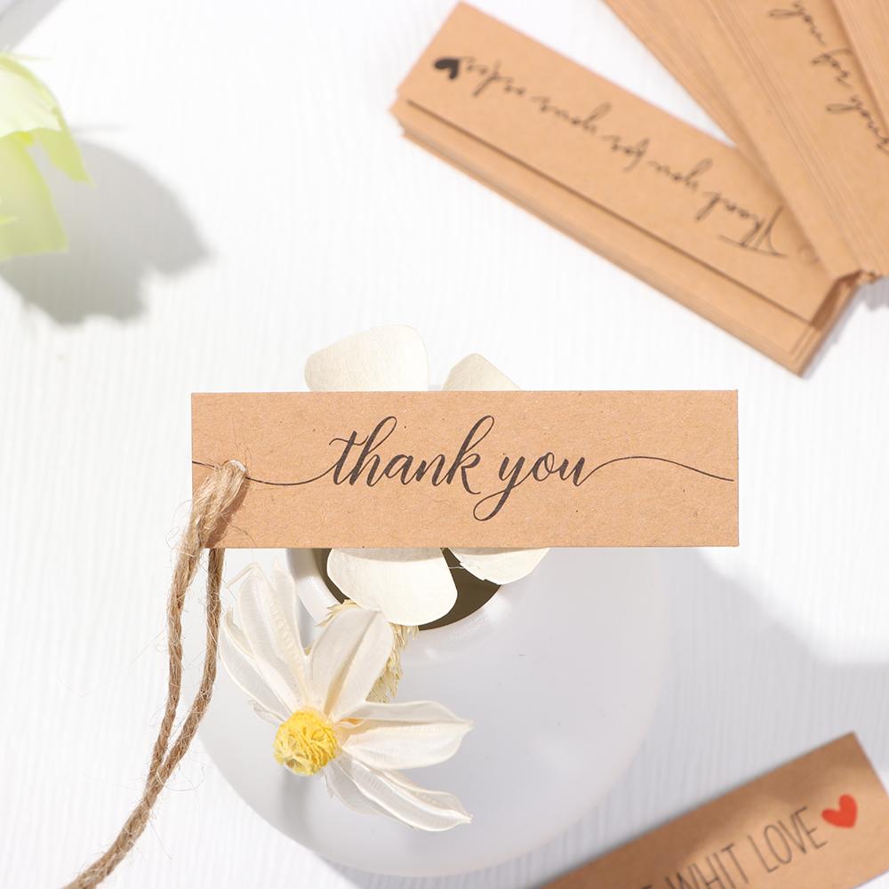 Supplies Enclose 10M Strings Thank You Hanging Tags “Merci” Labels Kraft Paper Handmade With Love
