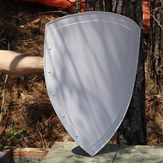 14th Century Heater Shield - Functional 18 Gauge Steel Medieval Historical Replica Blank Shield Knight Costume Prop Accessory