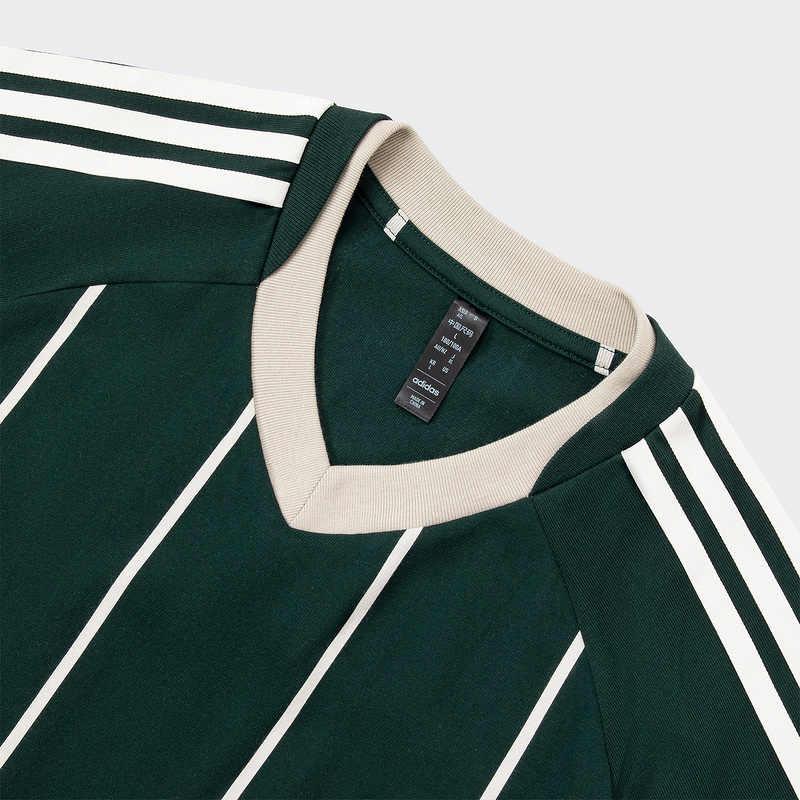 adidas Футболка из тяжелого трикотажа в полоску Tiro, свободная посадка с принтом и короткими рукавами, мужские топы, небесно-зеленый цвет, JC5744