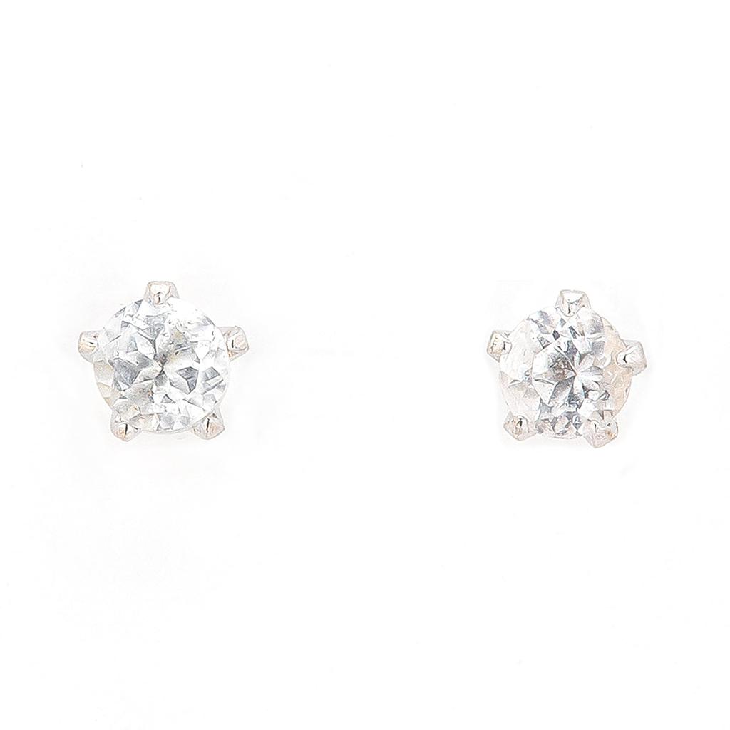 ESTELLE [Official] Women's Earrings, 10K White Gold with White Topaz, 0222-9557-0019-0000