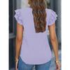 Женские модные повседневные летние весенние однотонные блузки и рубашки с v-образным вырезом и короткими рукавами с принтом