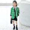 Клетчатый комплект для девочек: куртка и шорты - Модный легкий люкс Весенне-осенний детский костюм
