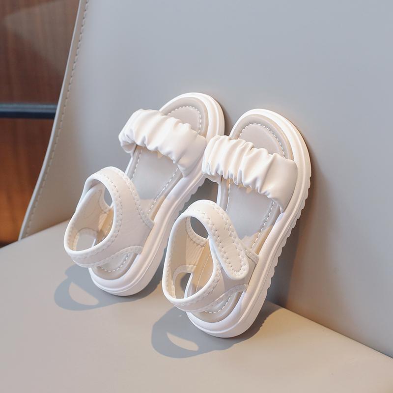 2024 Новые летние сандалии для мальчиков, симпатичные, на липучках, простые, детские, пляжные туфли для девочек, нескользящие, дышащие, повседневные туфли для детей