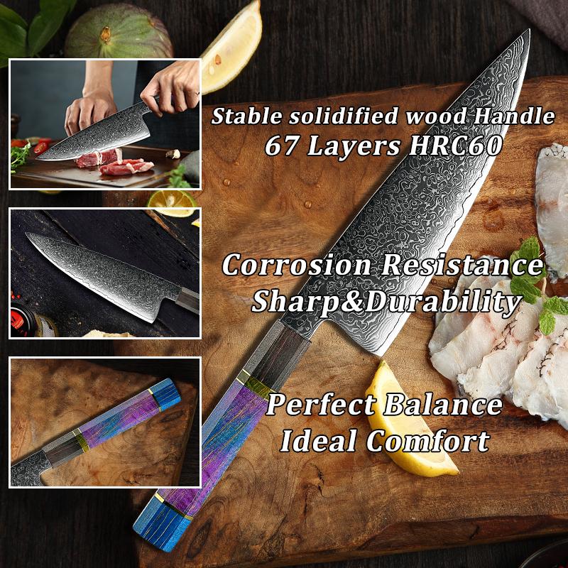 8 Inch Professional Damascus Chef Knife High Carbon Japanese Kitchen Knives Meat Gyuto Butcher Cleaver Knife Cutter