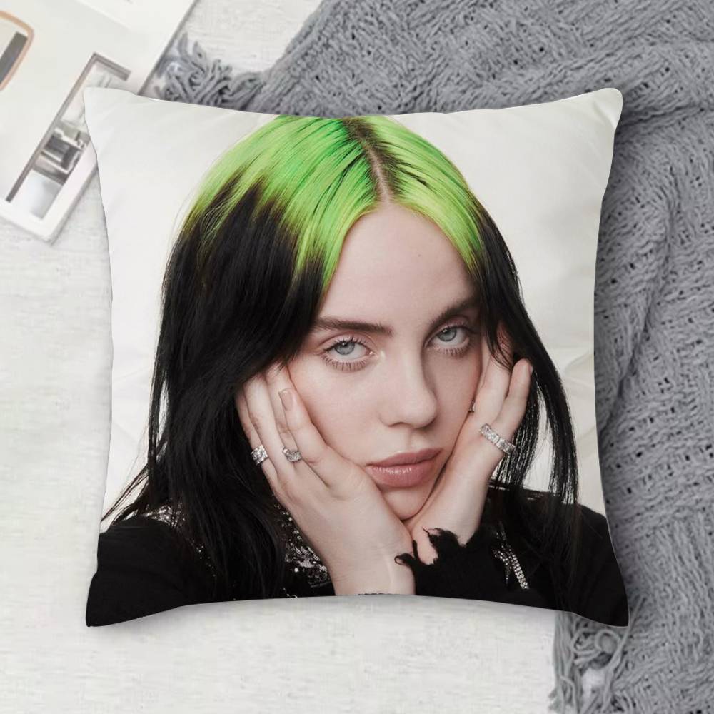 BBillie Eilish Doublesided Printed Square Decorative Cushion Cover for Sofa Living Room Home Decor