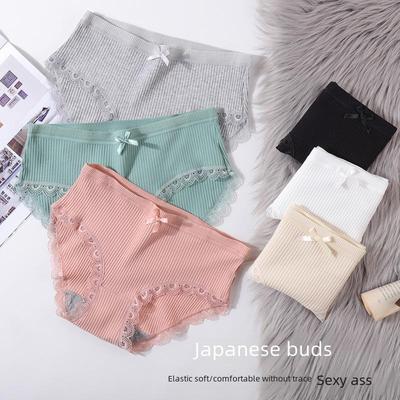 Женские хлопковые трусы-стринги в корейском и японском стиле со средней посадкой для студентов