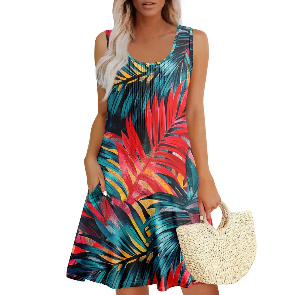 Женский повседневный сарафан с карманами, летнее пляжное платье в стиле бохо, праздничные платья для женщин, платья-майки