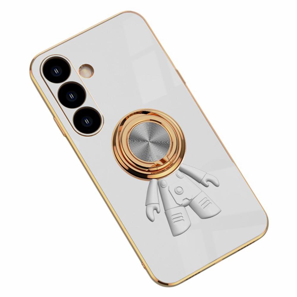 For Samsung Galaxy S24 Case with Astronaut Ring Kickstand 6D Electroplating TPU Phone Cover