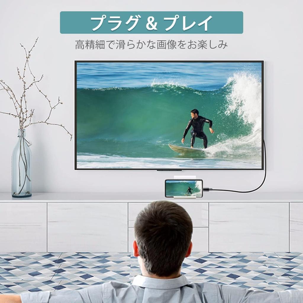 Кабель-конвертер USB C в HDMI 2 м Видео Thunderbolt Без настройки Широкая совместимость Кабель для подключения HDMI для iPhone MacBook Surface Galaxy и других -