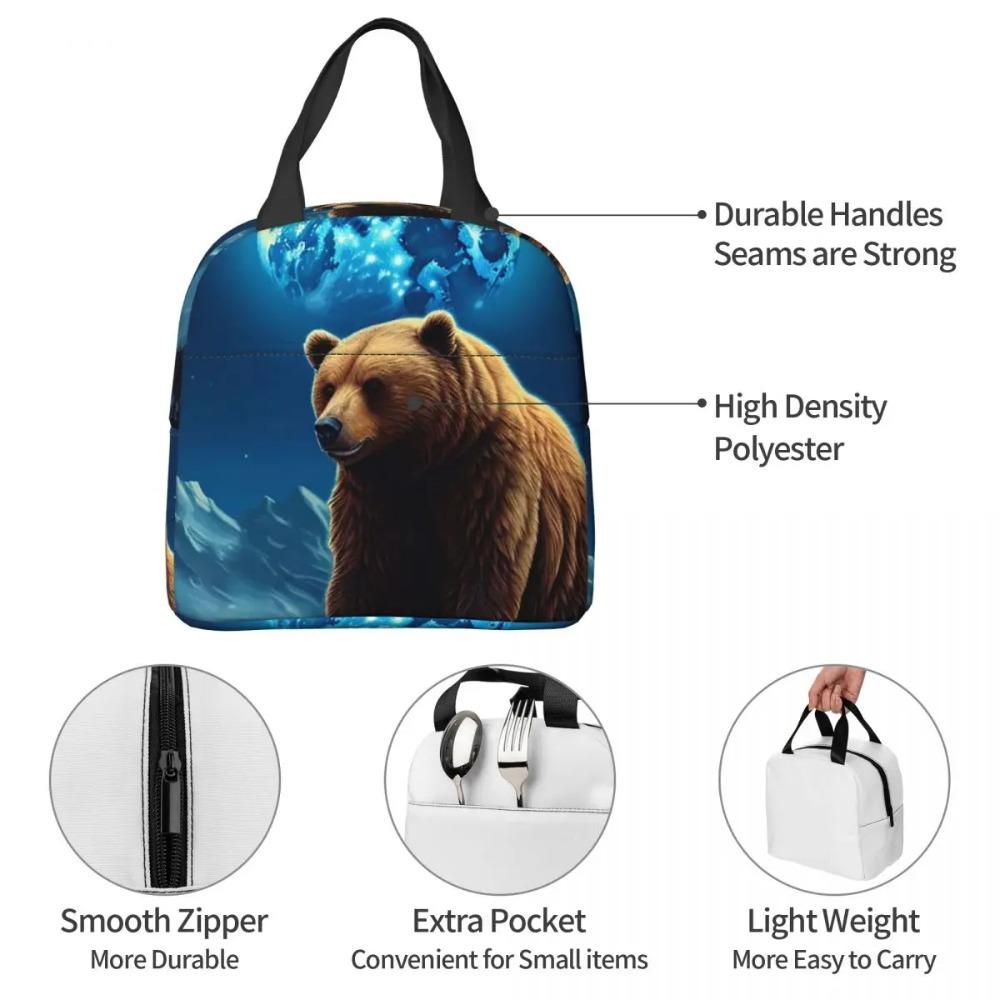 Bear Looks Up At The Starry Sky Insulated Lunch Bag for Women Children Portable Food Boxes Thermal Lunch Box Tote