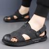 Fashion Summer Men Leather Casual Sandals Outdoor Flat Walking Sandals Men Beach Sandal Comfort Fashion Men Non-slip Breathable Sneakers