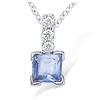 [L4597] - Silver 'Celestina' Tanzanite Necklace (rhodium-plated) - 12x6 Mm