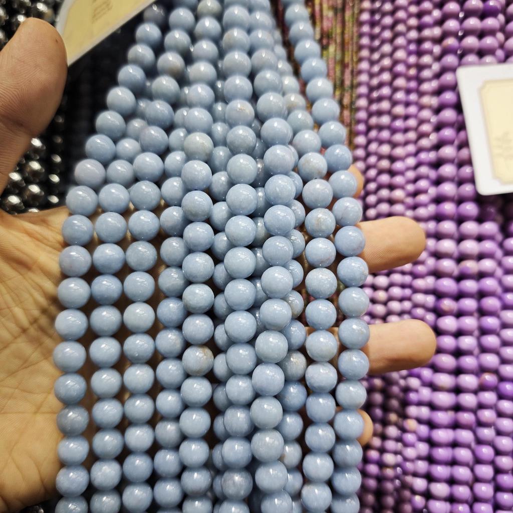 Серия «Синий» Бусины из натурального камня Аквамарин и Голубой кружевной агат для изготовления украшений своими руками